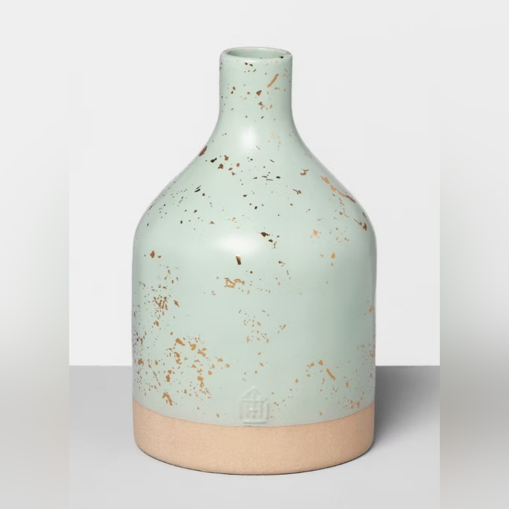 Hearth and Hand Magnolia  Vase   Speckled  Green Gold  Decorative Oll Collection